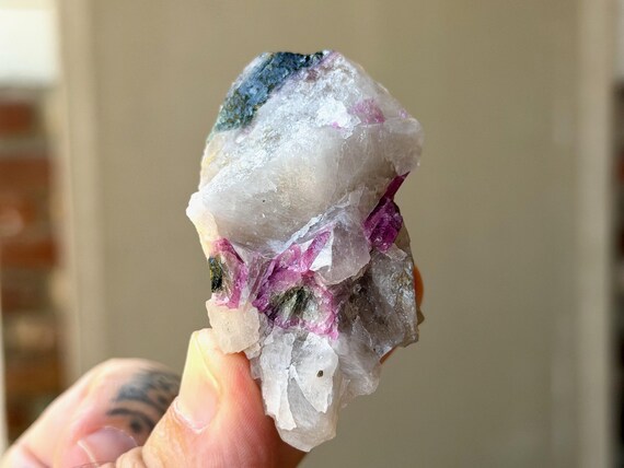 Unicorn Stone Quartz, Pink & Green Tourmaline, 89g, Heart Healing, Coronel Murta, Minas Gerais, Brazil B487
