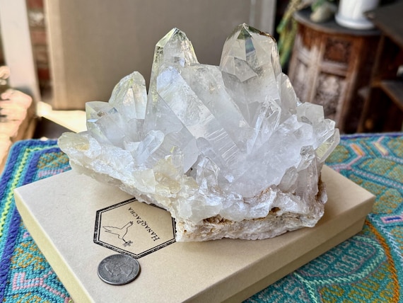 Green Chlorite Phantom Quartz Cluster, Self-Standing, 2.3 Kilo, Corinto, Minas Gerais, Brazil W004