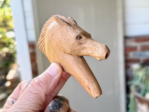 Horse Kuripe, Hand Carved, Solid Wood Shamanic Applicator Pipe
