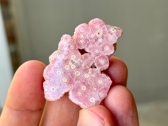 Rhodochrosite Stalactite Slice, Semi-Polished Natural Rhodochrosite, 34g, Heart Healer, Capillitas Mine, Catamarca, Argentina T551