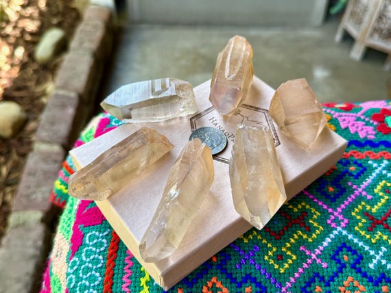 Tangerine Lemurian Quartz Lot, Semi Polished, 6 pcs (318g), Old Stock, Serra do Cabral, Minas Gerais, Brazil WS223