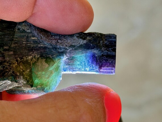 Multicolor Tourmaline, Aricanga Mine, 32g, Polychrome Green, Blue & Purple, São Jose da Safira, Minas Gerais, Brazil A837