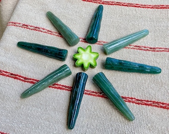 Andean Cactus Crystal, Choice of Jade or Aventurine, 3" Hand-Carved Grandfather Medicine Cactus for Shamanic Mesa, Pendant or Crystal Grid