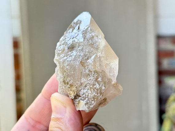 Elestial Smoky Quartz with Frosted Golden Mica Inclusions, 105g, Third Eye and Crown Chakras, Aracuai, Minas Gerais, Brazil R570