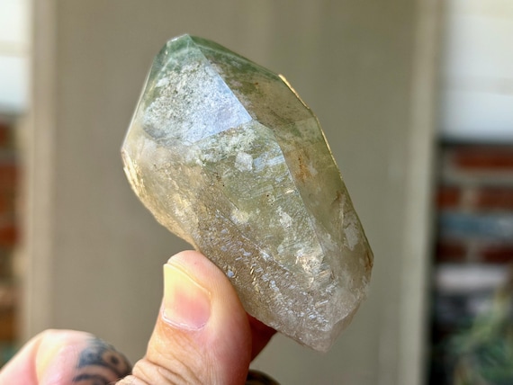 Green Chlorite Phantom Quartz, 134g, Heart Healing & Purification, Diamantina, Minas Gerais, Brazil B580