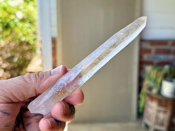 Laser Quartz, Elongated Wand Formation, 69g, Crystal for Directing Energy, Diamantina, Minas Gerais, Brazil T162