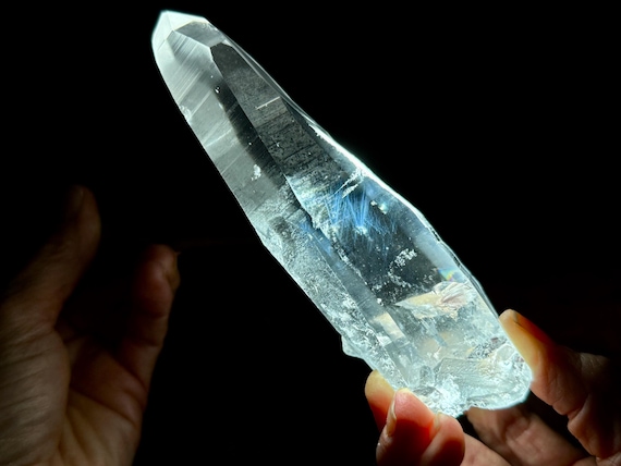 Blue Needle Lemurian Quartz, Isis Crystal, 388g, AAA Water Clear & Semi-Polished, Bahia, Brazil V227