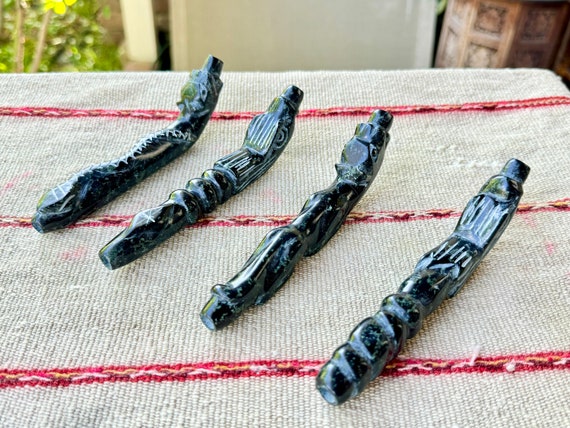 Stone Tepi Pipe, Jaguar/Puma or Eagle with Serpent, Shamanic Applicator Pipe, Handmade from Native Serpentine Stone in Peru's Sacred Valley