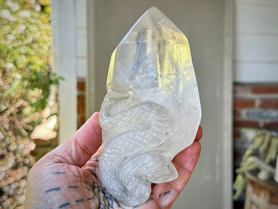 Blue Needle Quartz Crystal Serpent, Andean Snake Totem Figurine by Peruvian Artist Mario Deza S6