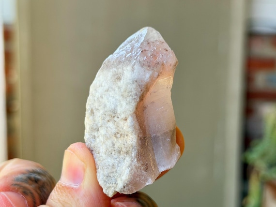 Pink Dreamsicle Lemurian Quartz, Frosty White Inclusions, 50g, Dream Coat Lemurian, Minas Gerais, Brazil A801