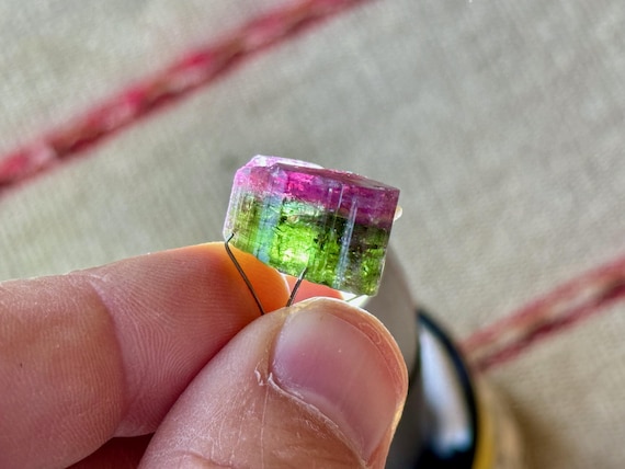 Bicolor Green Tourmaline with Pink Cap, Aricanga Mine, 6.8g, New Find, São Jose do Safira, Minas Gerais, Brazil S321