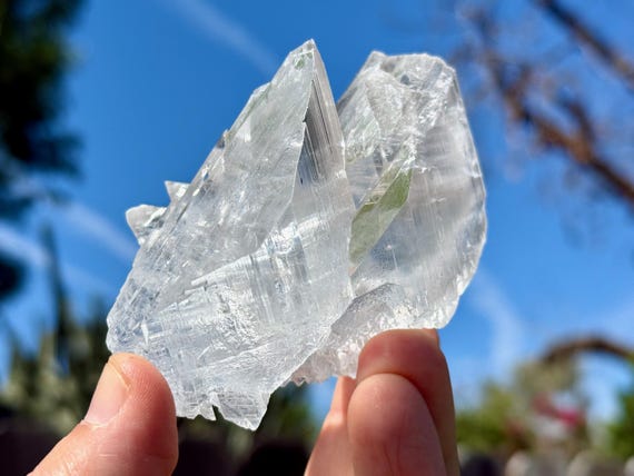 Naica Selenite, Tantric Twin, Self-Standing, 216g, AAA Water Clear, Chuhuahua, Mexico V375