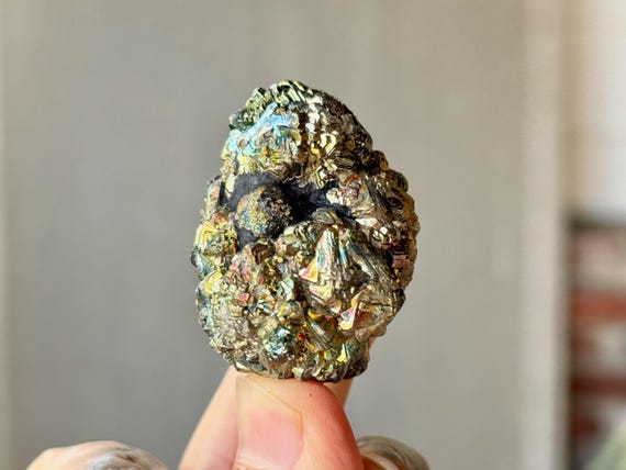 Rainbow Marcasite Nodule with Natural Iridescence, 102g, Golden Prophecy Stone, Stone of Attraction and Balance, Pakistan S509