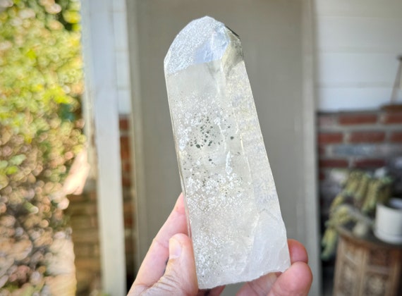 Green Chlorite Phantom Quartz, 549g, Old Find, Heart Chakra Crystal, Corinto, Minas Gerais, Brazil W375