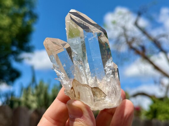 Lemurian Quartz with Rainbow, AAA Water Clear, 198g, Mother & Child Formation, Santander, Colombia V396