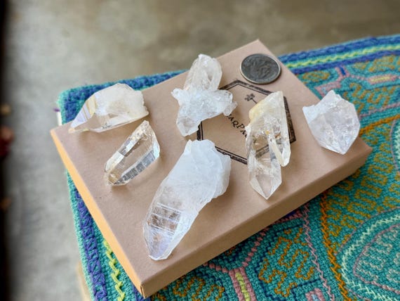 Lemurian Quartz Lot, 6 pcs, Old Find, Water Clear, Santander, Colombia B451