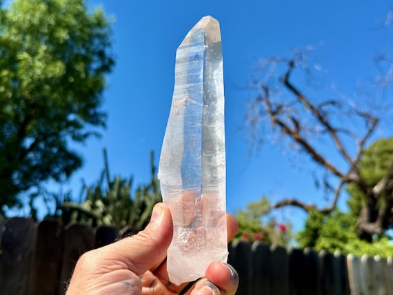 Laser Quartz, Water Clear, Elongated Wand Formation, 425g, Diamantina, Minas Gerais, Brazil W507