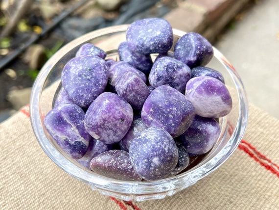 Lepdiolite, Polished Purple Lepidolite Tumbles with Vibrant Color, Stone with Relaxing and Calming Energies for Stress Relief