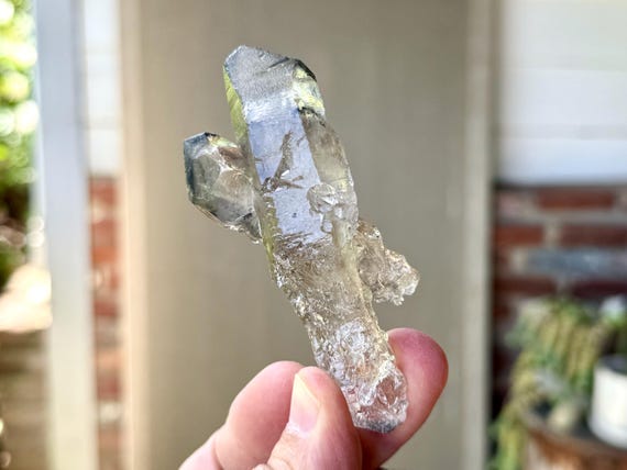 Black Phantom Lemurian with Tiny Trigons & Hydrothermal Etchings, 69g, Mother and Child Formation, Transformation and Evolution, Brazil S630