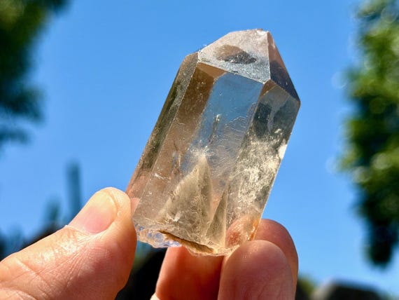 Phantom Citrine with White Pyramidal Phantom, Self-Standing, 66g, New Find, Guardian Angels, Diamantina, Minas Gerais, Brazil A955