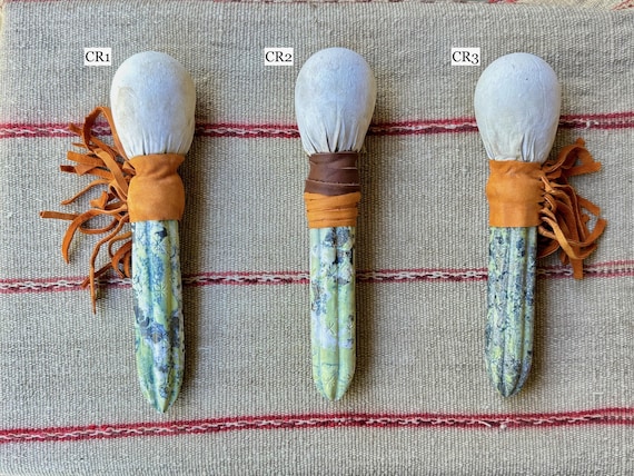 Andean Cactus Rattle with Serpentine Stone Handle, Handcrafted for Shamanic Ceremony in Peru's Sacred Valley