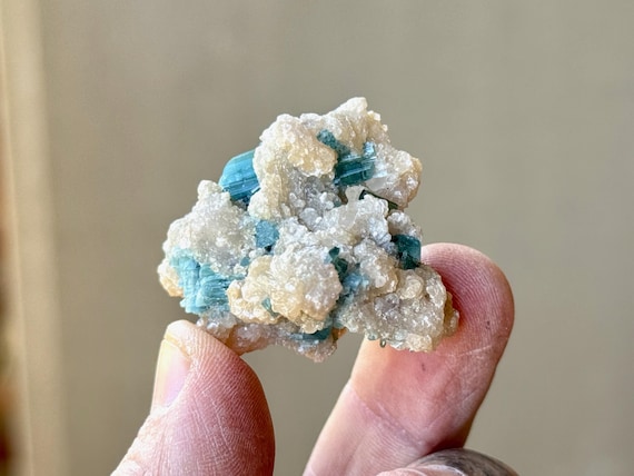 Blue Tourmaline in Golden Mica, 27g, New Find, Throat Chakra Crystal, Aricanga Mine, São Jose da Safira, Minas Gerais, Brazil S186