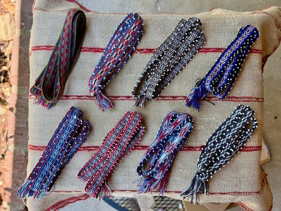 Watana Ties, Traditional Despacho Tie for Mesa, Large Size, Andean Beaded Bracelet/Hatband, Handmade in Chawaytiri, Peru
