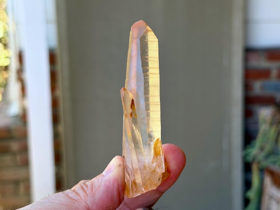 Tangerose Lemurian Quartz, Mother & Child, Channeling Formation, 64g, New Find, Sacral Chakra, Minas Gerais, Brazil B236