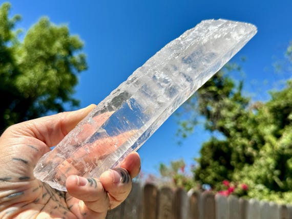 Lightning Strike Laser Quartz with Trigons, Water Clear, 883g, Rare Find, Amplify Prana and Chi, Diamantina, Minas Gerais, Brazil W027