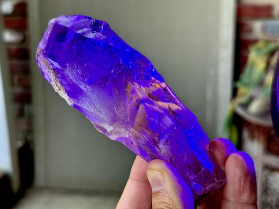 Powellite Phantom Quartz with Amethyst, UV Reactive & Natural/Unpolished, 293g, New Find, Bahia, Brazil W976
