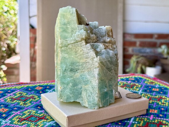 Paraiba Aquamarine, Self-Standing & Natural Self-Healed Formation, 1.8 Kilo, New Find, Throat Chakra, Brazil W550