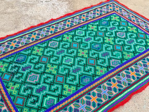 Shipibo Manta Cloth, Handmade in Pucallpa, Peru, 17" x 27," Embroidered Shamanic Mesa Cloth for Plant Medicine Ceremony