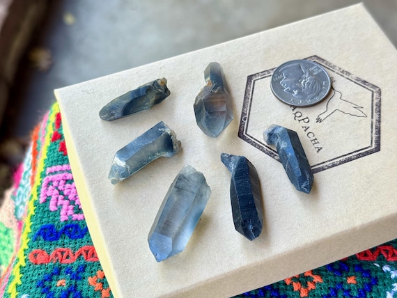 Blue Tara Nightshade Quartz Lot, 6 Pcs, Quartz with Blue Riebeckite Inclusions, Itacambira, Minas Gerais, Brazil T958