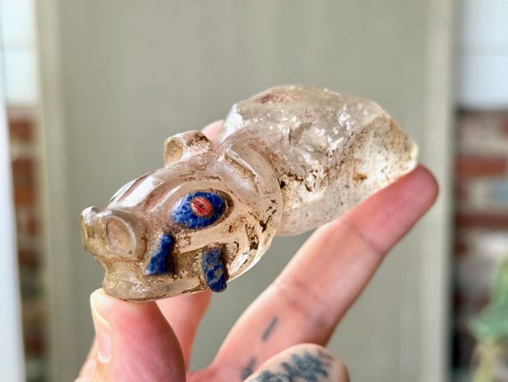 Andean Jaguar Crystal, Hand Carved from Native Peruvian Quartz, Traditional Shamanic Puma Totem, Handmade in Peru