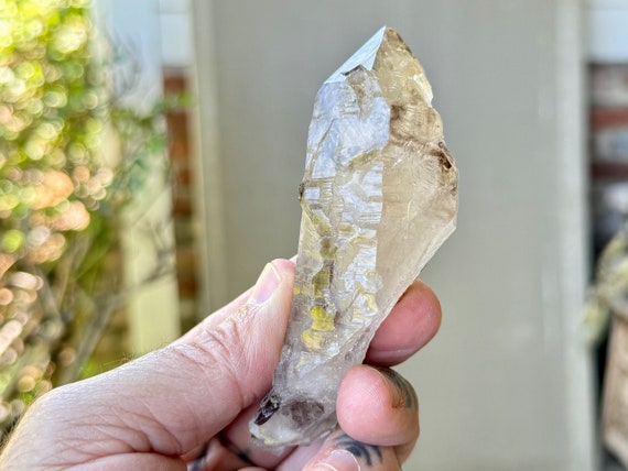 Elestial Smoky Quartz with White Feldspar Inclusion, 116g, New Find, Grounding, Protection and Manifestation, Piaui, Brazil P799