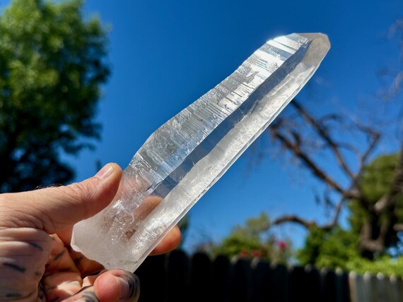 Laser Quartz, Water Clear, Elongated Formation, 425g, Diamantina, Minas Gerais, Brazil W507