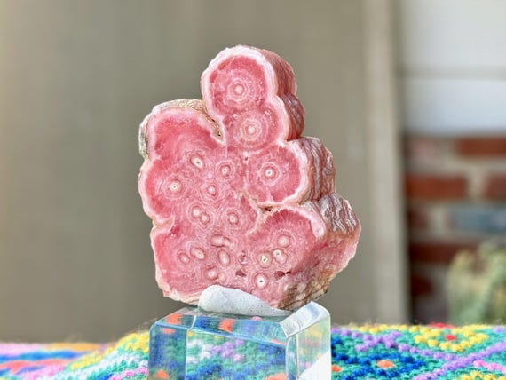 Rhodochrosite Stalactite Slice, 59g, Semi-Polished Natural Rhodochrosite, Heart Healer, Capillitas Mine, Catamarca, Argentina A513