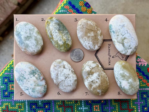 Celadonite Palm Stone, Choose ONE of Eight, Breathwork & Dreamwork, Angelic Contact, India B089