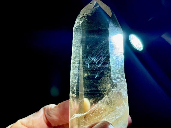 Blue Needle Smoky Lemurian Quartz, Dow Formation, Semi-Polished, 174g, New Find, Bahia, Brazil A564