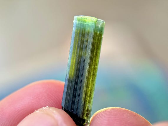 Bicolor Tourmaline, Green & Teal with Natural Termination, 2.5g, Old Find, Skardu, Pakistan S953