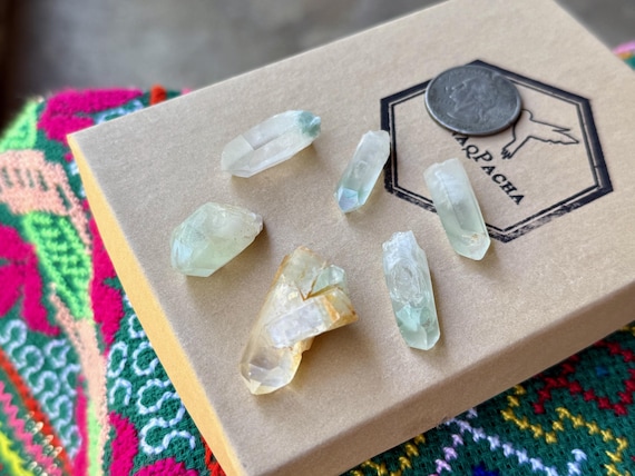 Celadonite Phantom Quartz Lot, 6pcs, Old Find, Breathwork, Dreamwork & Empowerment, Madagascar A208