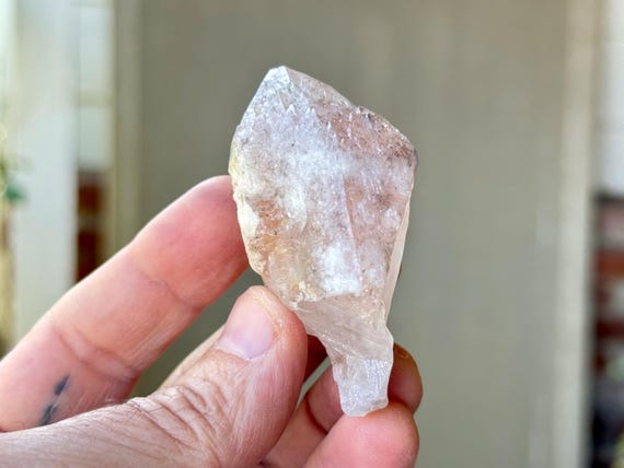 Pink Dreamsicle Lemurian Quartz with Frosty White Inclusions, 54g, Dream Coat Lemurian, Minas Gerais, Brazil R913