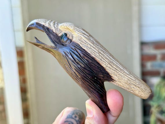 Eagle Kuripe, Traditional Shamanic Applicator Pipe, Hand Carved from Natural Two-Tone Wood, Single Block Kuripe