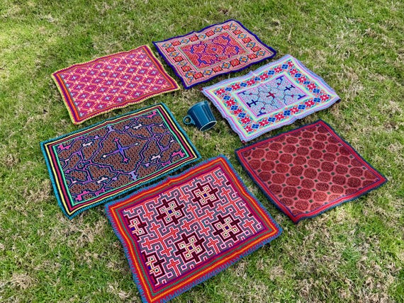 Shipibo Manta Cloths, Choose ONE of Six, Embroidered Shamanic Mesa Cloths, Handmade in Pucallpa, Peru