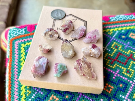 Pink Tourmaline Quartz, Unicorn Stone Lot, 10 pcs, Heart Chakra & Self-Love, Coronel Murta, Minas Gerais, Brazil B022