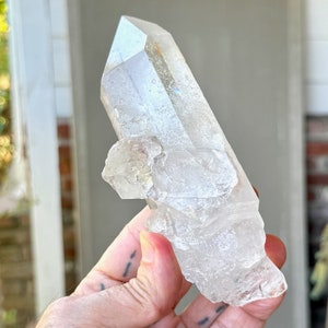 Record Keeper Quartz, Unique Teardrop Record Keeper Impressions, 439g, Old Find, Minas Gerais, Brazil W390