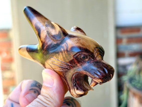 Jaguar Kuripe, Shamanic Applicator Pipe, Hand Carved from Tropical Two-Tone Wood