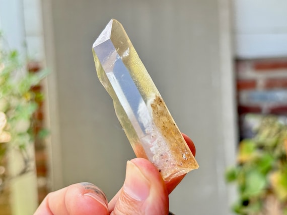 White Phantom Golden Healer Quartz, 46g, New Find, Kaolinite and Possible Pyrite Inclusion, Goias, Brazil R082
