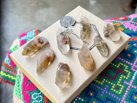 Red Amphibole Quartz Lot, 8 Pcs, Angel Lemurian Quartz, Serra do Cabral, Minas Gerais, Brazil T839