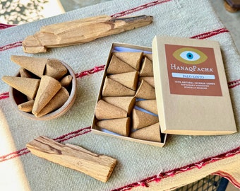 Palo Santo Incense Cones, 100% Natural Handmade Palo Santo Incense, Sustainably Harvested in Peru, Cleansing and Purification